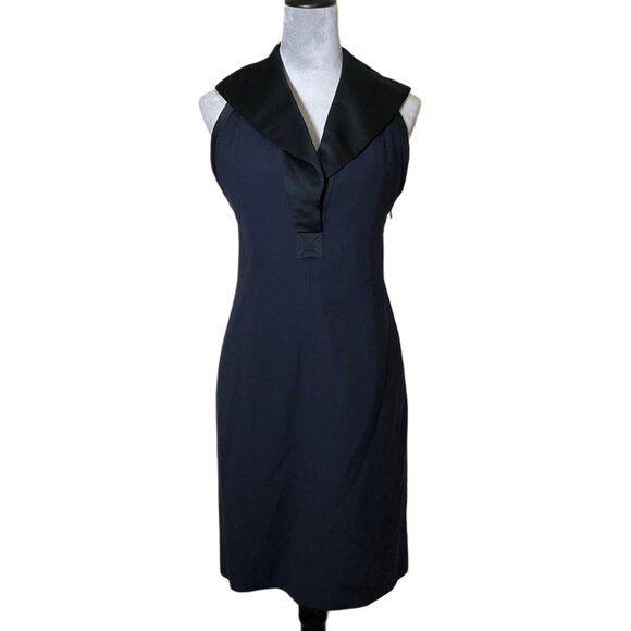 Yves Saint Laurent Navy Blue Tuxedo Halter Dress - Picture 1 of 5